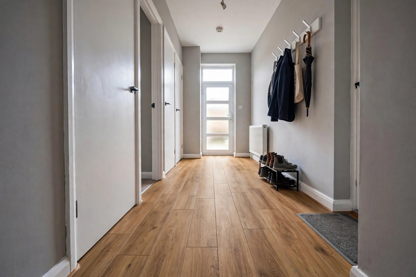 Durable LVT flooring in a UK rental property hallway