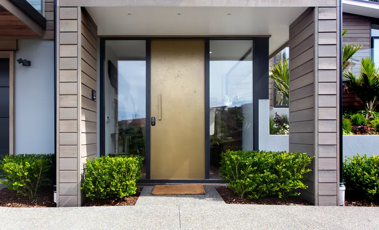 Modern composite front door on a UK home