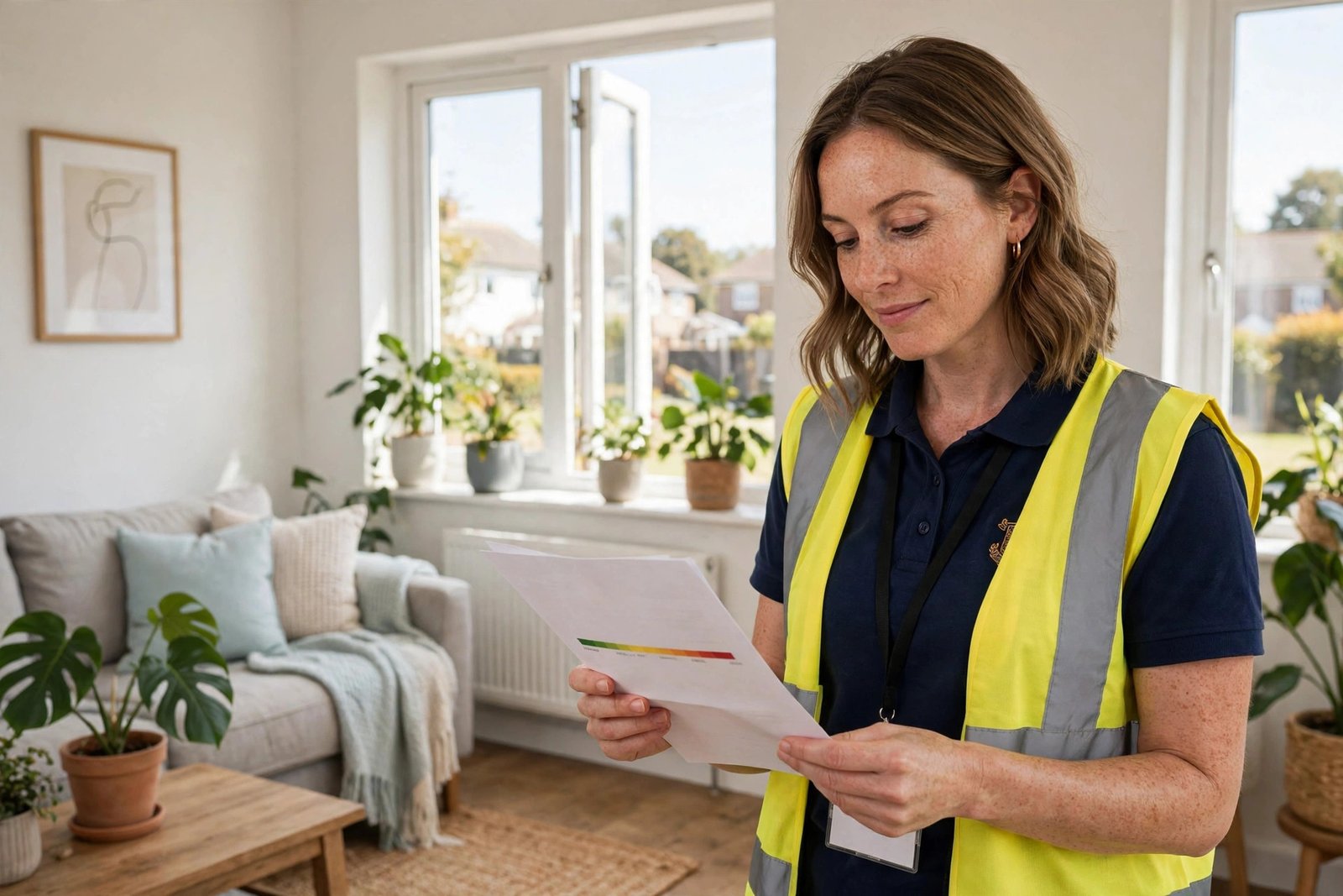 Home energy assessor holding an EPC certificate