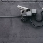 Home CCTV camera mounted on an exterior wall