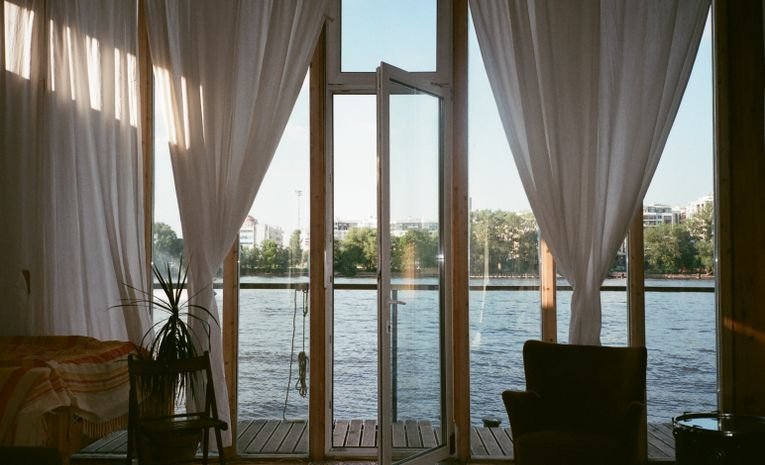 French doors opening onto a garden patio