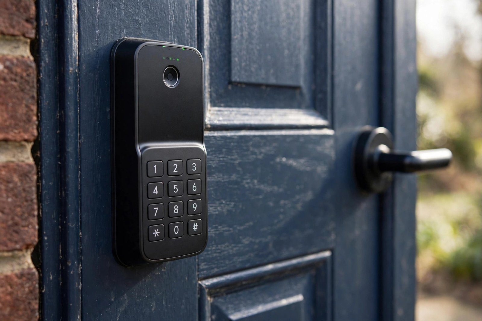Smart lock with keypad fitted on a UK front door
