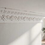 White coving being fitted at the wall and ceiling joint in a UK living room